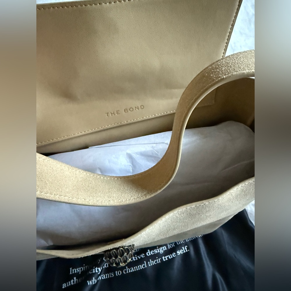 LARGE BOND HOBO BAG - KURT GEIGER LONDON excellent beige suede 💛 - Picture 8 of 16